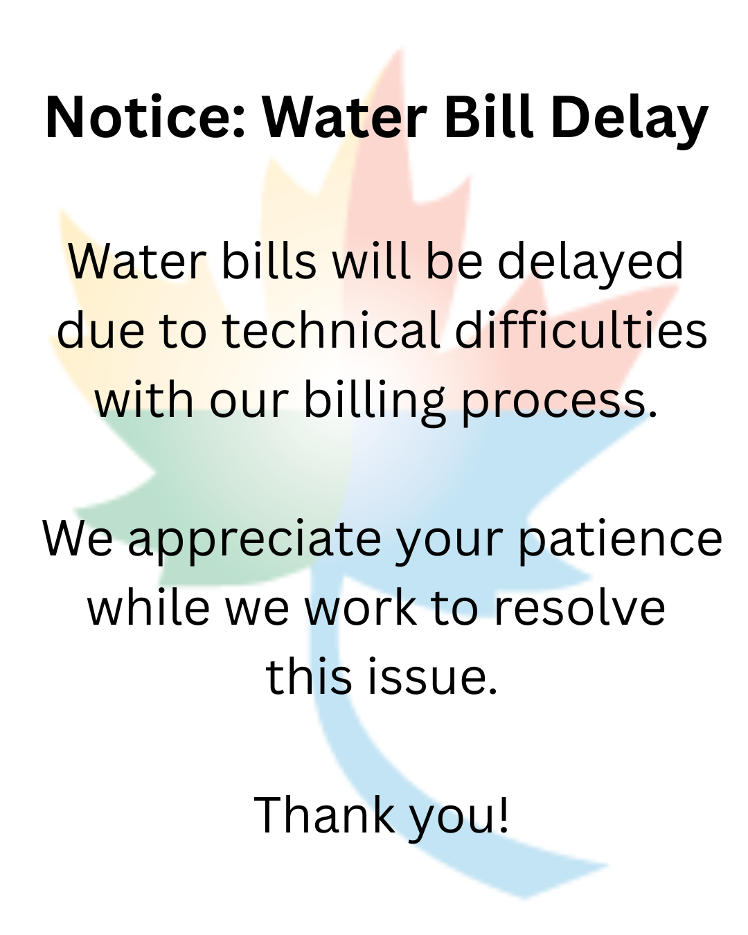 Water Bill Delay